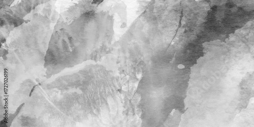 Gray smoke on black or white color abstract watercolor background, black and white paint color silhouettes of woods,  abstract stormy waves and spray in painted texture with soft blurred white fog.