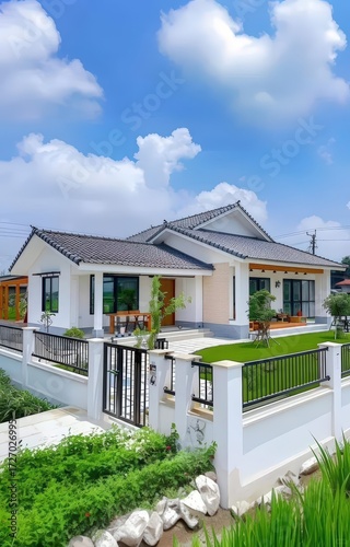 Exterior view of a modern asian style house