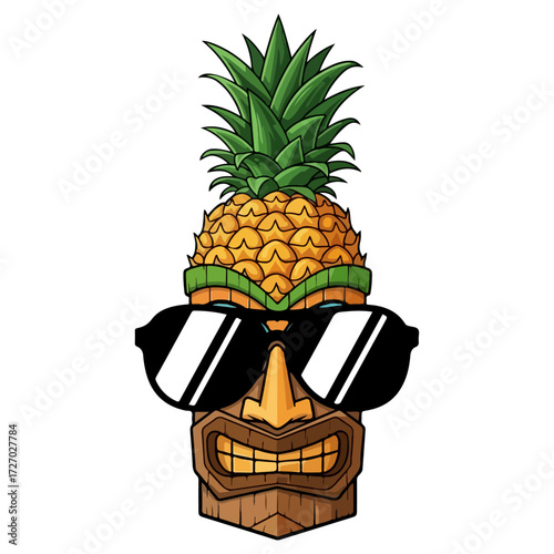 Cool Pineapple Tiki Mask with Sunglasses.