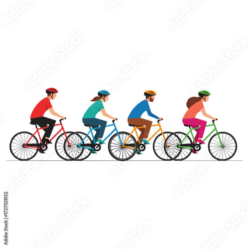 Group of people riding bicycles on a sunny day for recreation.