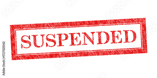 Vector red rubber stamp of Suspended isolated on white background.