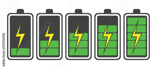 Vector illustration of battery icon. Battery charging signs and symbols. Battery charge level. design illustration