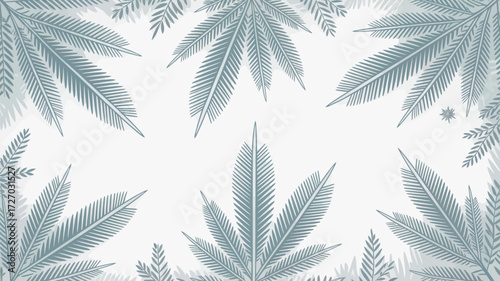Illustration of cannabis leaves and small plants arranged on a white background in a pattern design