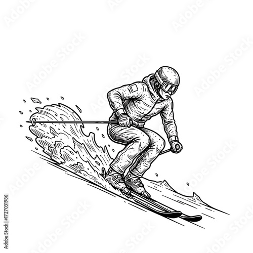 A colorful cartoon vector illustration of a snowboarder jumping in action for winter sport fun