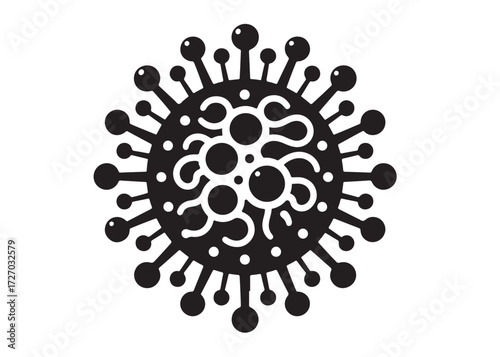 virus logo silhouette vector, corona virus silhouette vector illustration, virus logo vector silhouette, dangerous virus logo silhouettes vector on white background