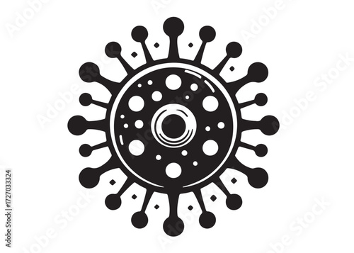 virus logo silhouette vector, corona virus silhouette vector illustration, virus logo vector silhouette, dangerous virus logo silhouettes vector on white background