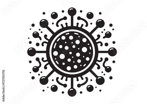 virus logo silhouette vector, corona virus silhouette vector illustration, virus logo vector silhouette, dangerous virus logo silhouettes vector on white background