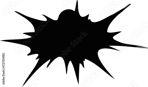Versatile black splat graphic asset. Abstract vector illustration of a dynamic explosion or ink splash for creative design projects