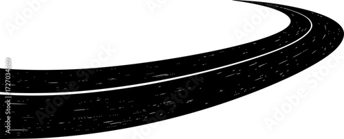 Curved black and white asphalt road illustration. Vector illustration
