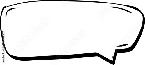 Hand-drawn empty speech bubble graphic ready for text, representing dialogue, thoughts, or a message in a conversational context. Ideal for creative designs and communication concepts
