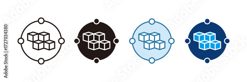 Blockchain Icon Set Multiple Style Collection