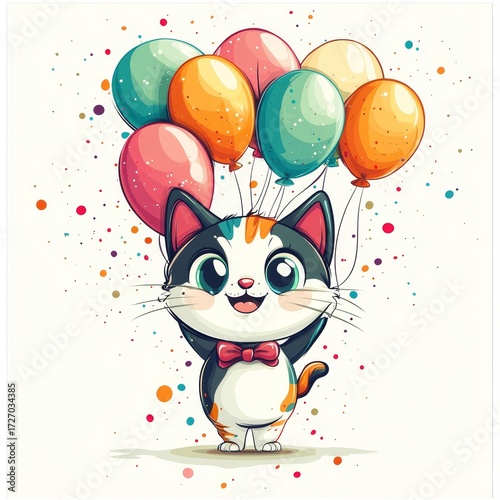 Funny cartoon party giraffe head isolated over white background. Colorful joyful greeting card for birthday or other festive events. Created with, Generative AI