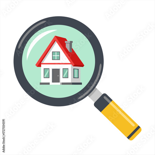 Home Search Business Find Your Dream House with a Magnifying Glass Vector