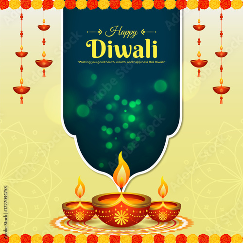 Vector illustration of Happy Diwali social media template