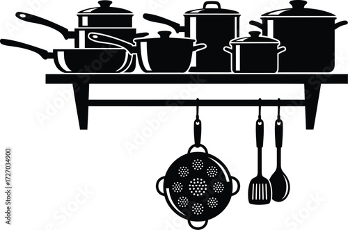 Kitchenware Silhouette, Pots, Pans