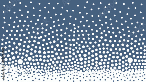 A pattern of white circles on a blue background with varying sizes and densities across the surface