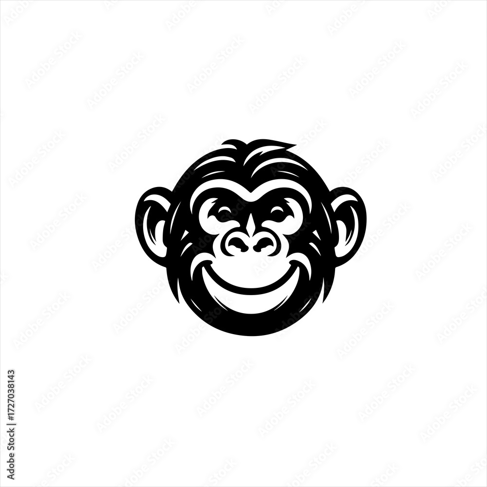 Obraz premium Stylized black and white monkey face logo design
