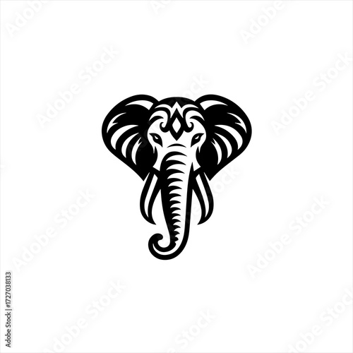 Stylized black elephant head logo design