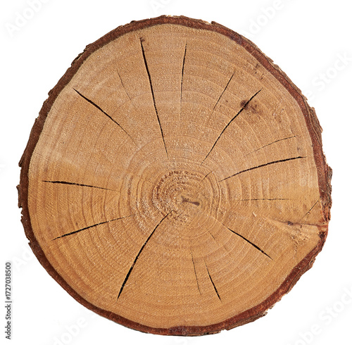 Wooden birch rings  isolated, texture, close-up
