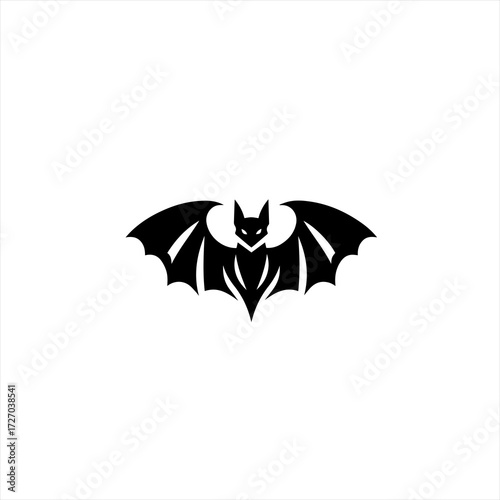 Stylized black bat silhouette with wings spread wide