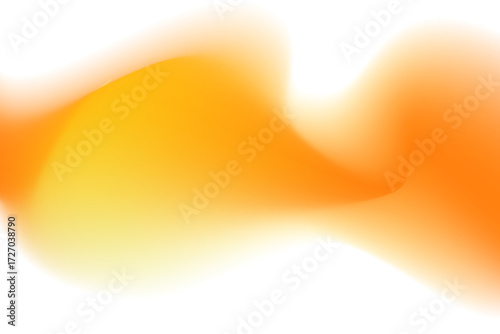 Abstract neon yellow wave form, blurred iridescent gradient texture, isolate design element. Fluid orange watercolor brushstroke blurry swirl shape. Aesthetic flowing lights decoration.