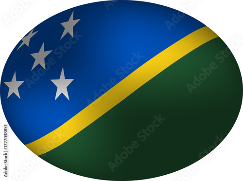 Free Download Solomon Islands Flag Oval Badge - Embossed Sphere Icon with Blue Green and Gold - GFXLoad