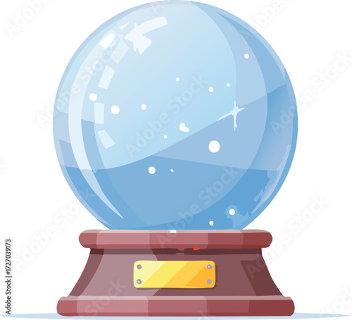 A clear crystal ball on a golden stand. A vector illustration for concepts of magic, fortune telling, and the future. Generative AI