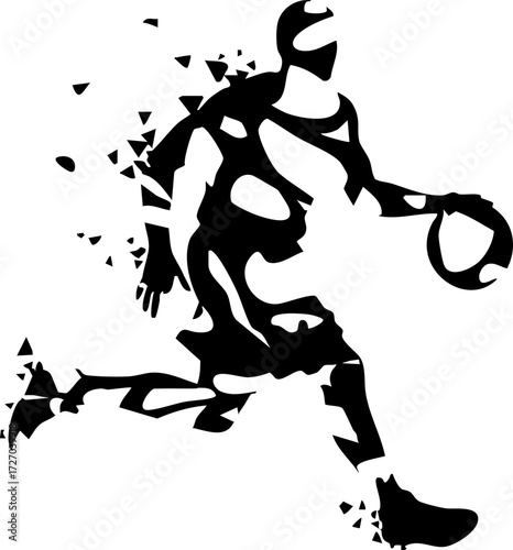 Dynamic basketball player dribbling the ball, showcasing speed, agility, and the thrill of the game, perfect for sports branding.
