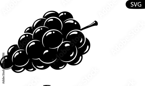 Juicy bunch of dark grapes with glossy sheen, perfect for healthy eating and culinary inspiration, a vibrant symbol of nature's bounty