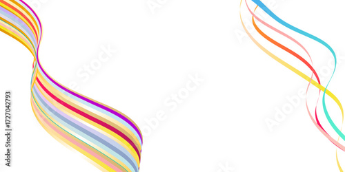 bottom half sports one design, Summer abstract pattern. Ideal for wrapping paper, abstract background with colorful gradient rainbow beautiful, long multicolored ribbons is fluttering in the wind.