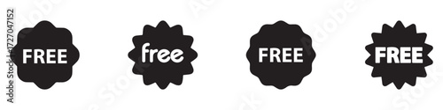 Sale free icon . Free label. Black free badge sticker. 