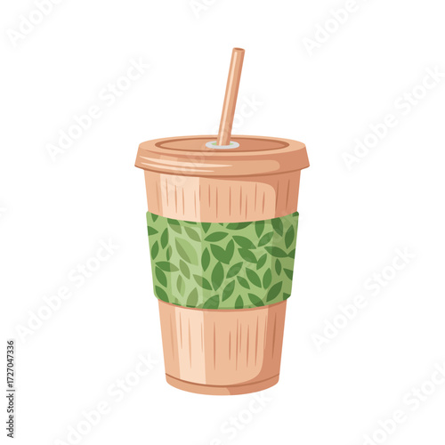 eco cup, reusable cup, eco friendly cup, green leaf cup, sustainable drink cup, zero waste cup, eco tumbler, cup with straw, reusable drinkware, eco lifestyle cup, plastic free cup, eco beverage cup, 