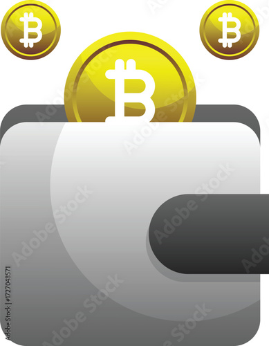 illustration of a white and black color moneybag with bit coin 