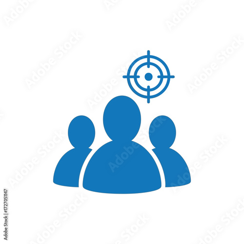 Blue icon representing a target audience, customer focus, or demographic group.