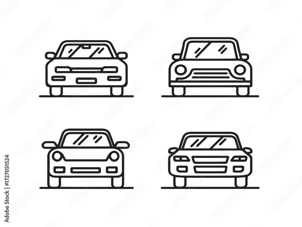 Obraz premium Modern Driving School Training Icons Minimal Line Art Design