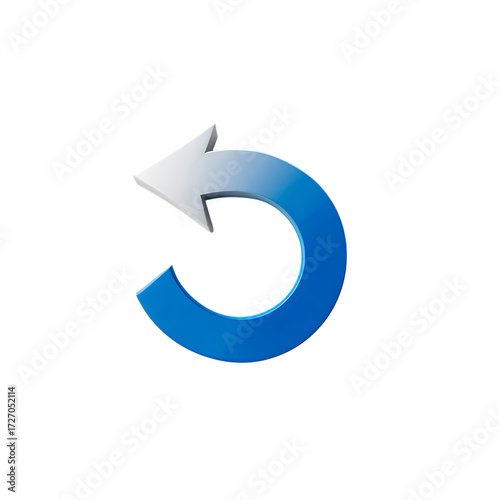 Blue arrow in a circular shape isolated on transparent background.