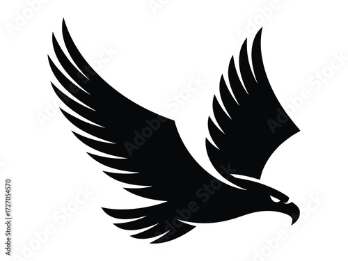 Silhouette of American eagle in flight, vector illustration logo design for patriotic and wildlife themes
