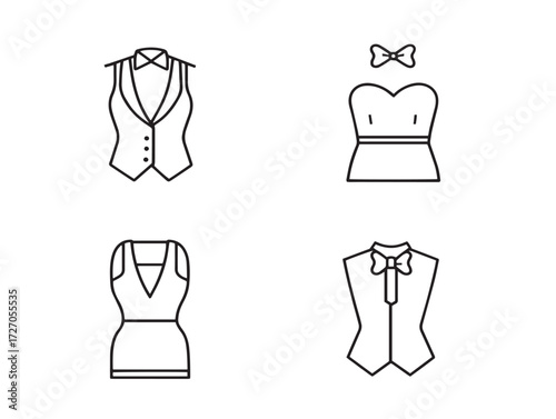 Modern Fashion Icon Set Stylish Outline Vector Illustration