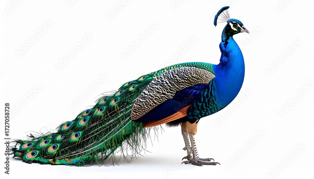 Fototapeta premium peacock in front of white background