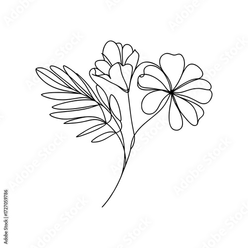 line art mono line hand drawing vector flower illustration
