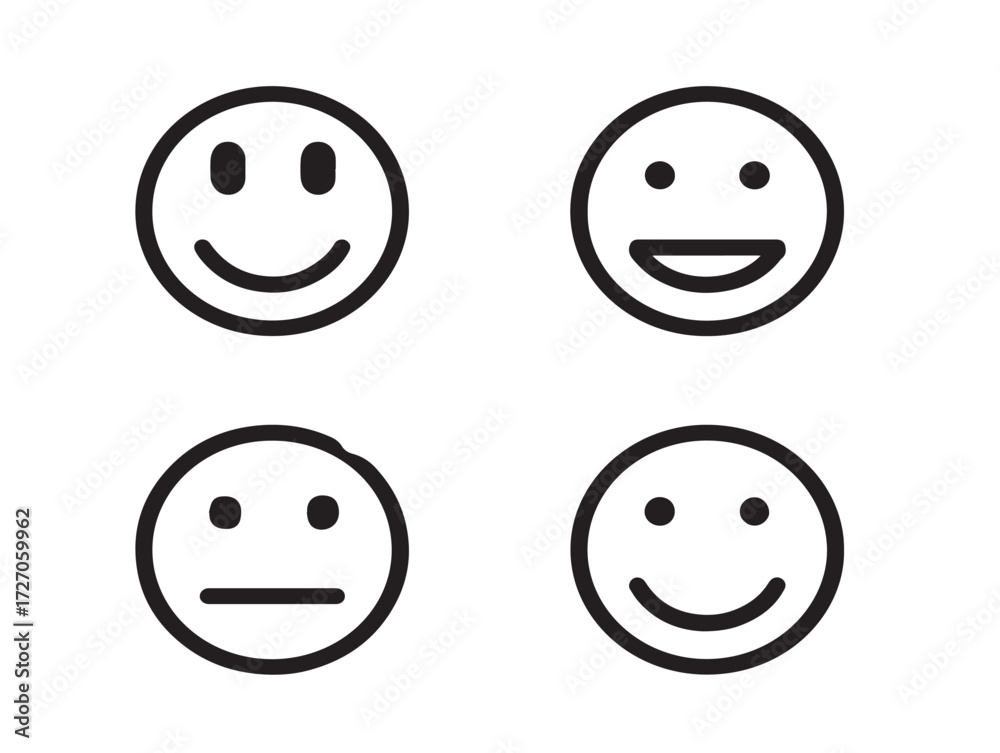 Fototapeta premium Elegant Happiness Symbol Minimal Line Art Vector Icons