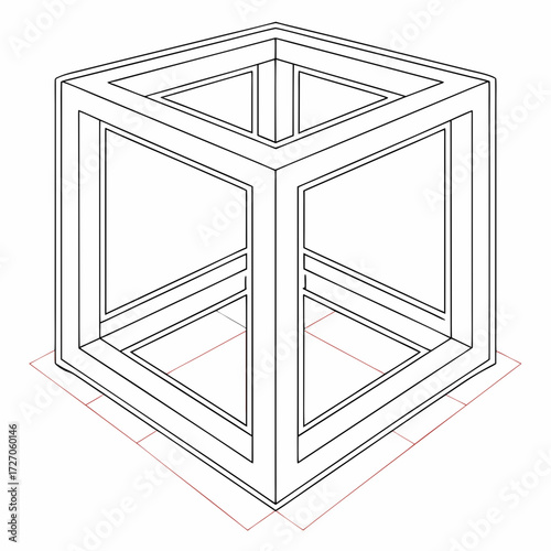 Abstract Framed Cube Wireframe