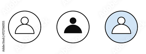 Contact icon designed in line art, fill, and colored outline styles with a white background. Represents personal profile, address book, communication, and user details.