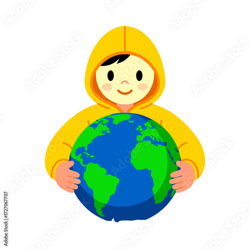 child holding earth, kid with planet, earth in hands, child protecting earth, save the planet kid, eco child, child with globe, little guardian of earth, child caring for planet, youth and earth, eco 