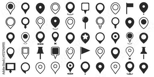 Vector map location markers. GPS location symbol. Modern map marker collection. Elements for your design.