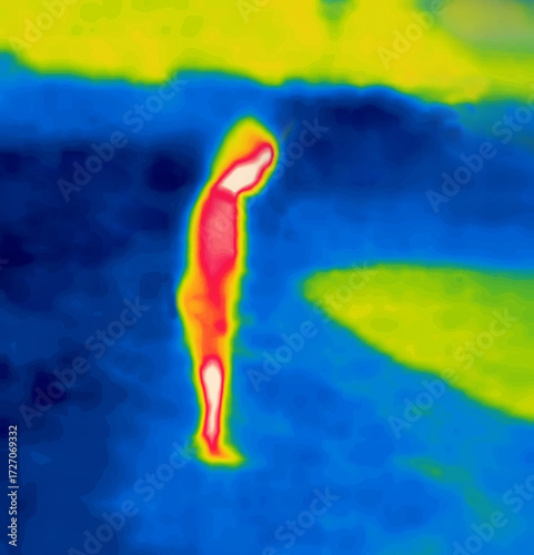 The girl and the sea. Hello, the sea. Thermal Impressionism.