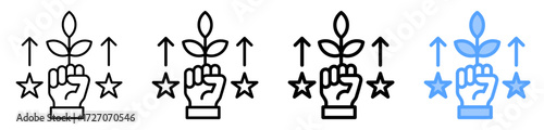 Motivation Growth Icon Different Style Outline Collection Set 