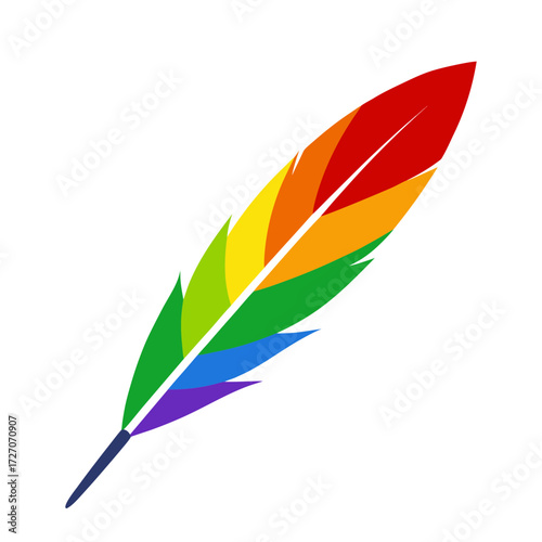 colored vector illustration of a single feather