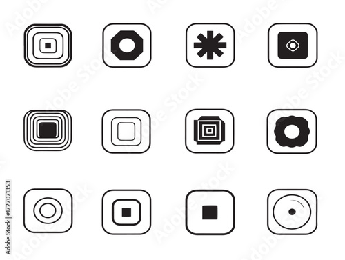 Minimal IOS User Interface Symbol Line Art Vector