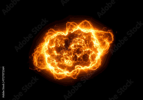 Fiery Explosion of Energy on Black Background.